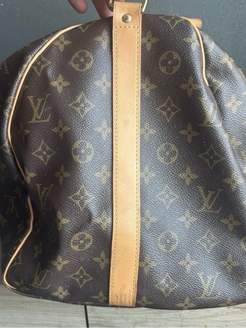 Auth LOUIS VUITTON Keepall Bandouliere 55 Monogram Canvas Duffel Bag PVD Initial